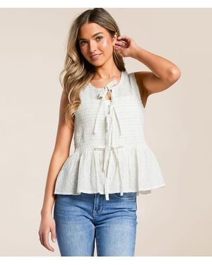 Willow & Root Lurex Striped Tank Top - White