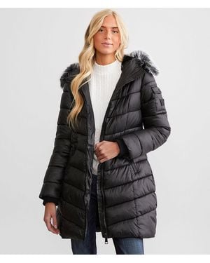 Steve Madden Faux Fur Lined Puffer Jacket - Black