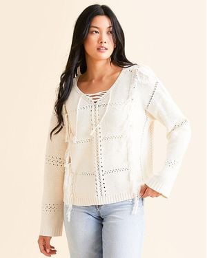 Daytrip Fringe Pointelle Sweater - Natural