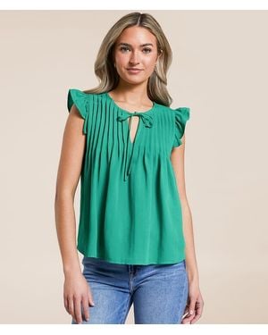 Blu Pepper Ruffle Front Tie Top - Green