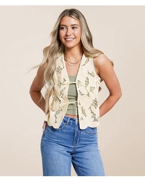 Willow & Root Crochet Front Tie Tank Top - Blue