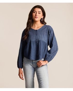 Daytrip Eyelet Crinkle Top - Blue