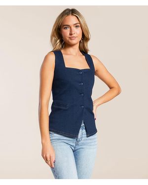 Blu Pepper Square Neck Denim Tank Top - Blue
