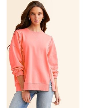 BKE Raw Edge Pullover - Pink