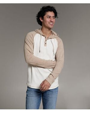 BKE Raglan Henley Hoodie - Gray