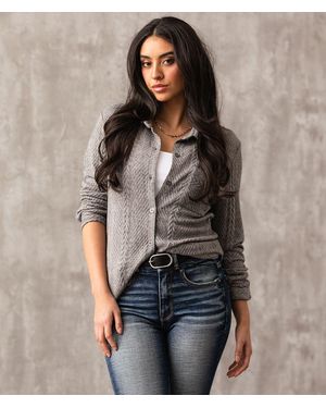 Buckle Black Textured Shacket - Gray