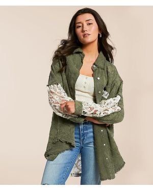 Pol Pieced Crochet Shirt - Green