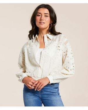 Miss Me Mixed Crochet Shirt - White