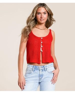 Willow & Root Cropped Sweater Tank Top - Red