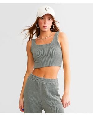 Willow & Root Rib Knit Cropped Tank Top - Blue