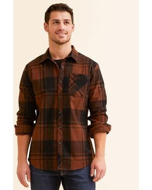 Outpost Makers Flannel Athletic Shirt - Brown