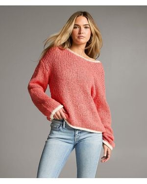 BKE Crochet Chenille Sweater - Red