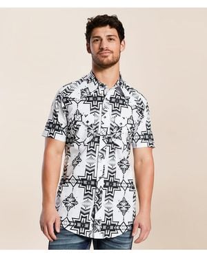 Rock & Roll Denim Aztec Stretch Shirt - Blue