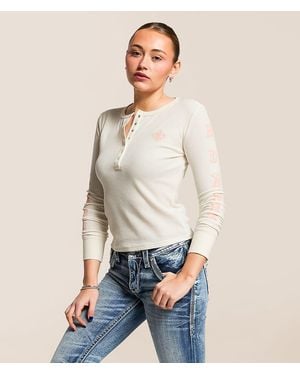 Rock Revival Gothic Thermal Henley - Natural