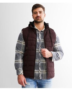 BKE Mixed Media Puffer Vest - Brown