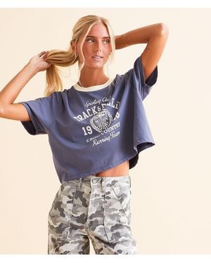 Modish Rebel Sporting Club Cropped T-Shirt - Blue