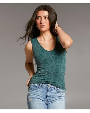 BKE Floral Textured Tank Top - Green