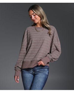 Buckle Black Striped Pullover - Gray