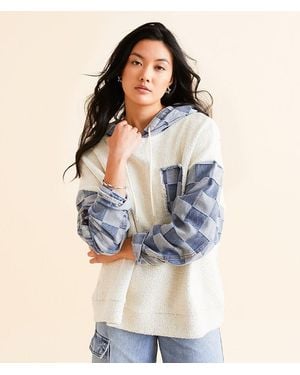 Bibi Bi Bi Checkered Denim Hooded Sweatshirt - Blue
