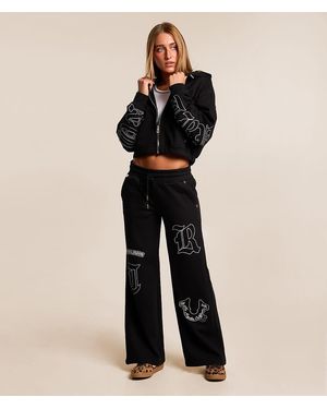 TRUE RELIGION Branded Applique Wide Leg Pant - Black