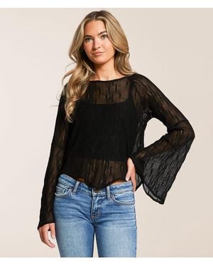Willow & Root Sheer Lace Hanky Top - Black