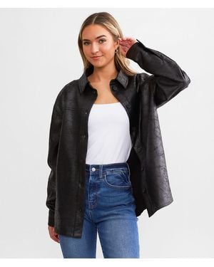 BKE Faux Suede Shacket - Black