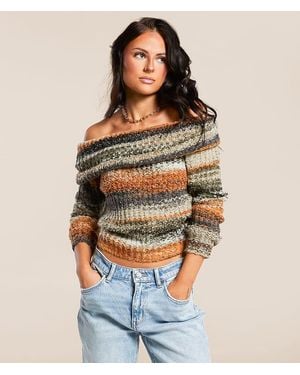 Gilded Intent Off The Shoulder Marled Sweater - Multicolor