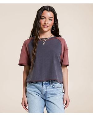 FITZ + EDDI Color Block Cropped T-Shirt - Purple