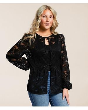 Daytrip Floral Lace Peplum Top - Black