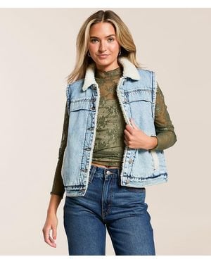 Thread & Supply Sherpa Denim Vest - Blue