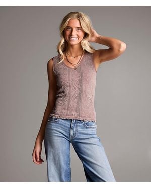 BKE Floral Textured Tank Top - Gray