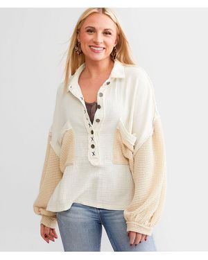 Pol Textured Henley Pullover - White