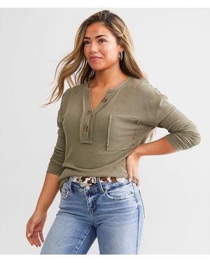 BKE Washed Henley - Green