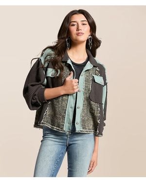 Pol Pieced Waffle Knit Shacket - Multicolor