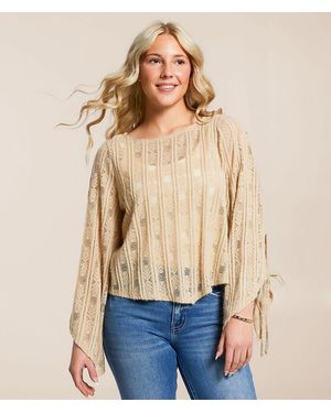 Willow & Root Brushed Lace Hanky Top - Blue