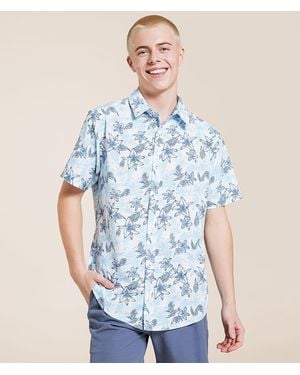 Departwest Tropical Athletic Performance Stretch Shirt - Blue
