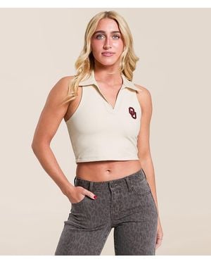 Gameday Social Oklahoma Cropped Tank Top - Natural