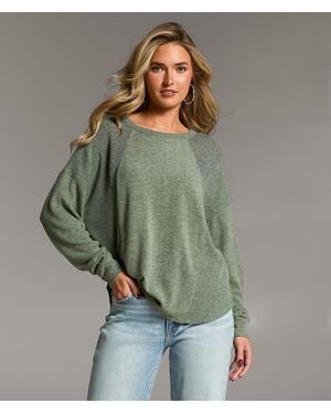 BKE Marled Crochet Top - Green
