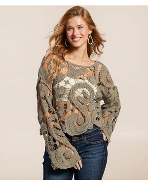 Willow & Root Open Weave Scalloped Sweater - Natural