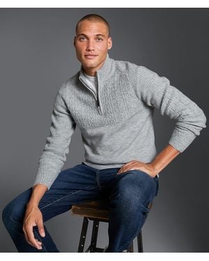 Outpost Makers Cable Knit Quarter Zip Sweater - Gray
