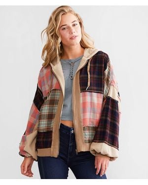 Oli & Hali Pieced Plaid Oversized Jacket - Multicolor