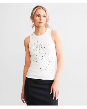 Gilded Intent Rhinestone Tank Top - White