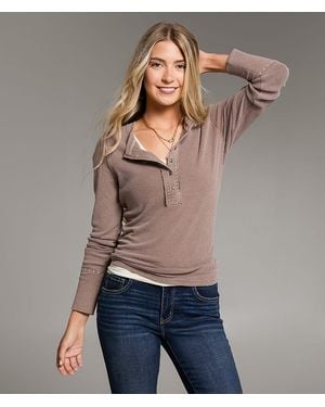 BKE Contrast Stitch Thermal Henley - Gray