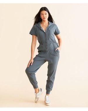 BKE Hooded Henley Jumpsuit - Blue