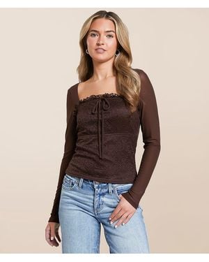 Willow & Root Pieced Floral Lace Top - Blue