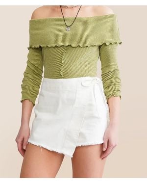 Free People Emmy Denim Wrap Skort - Green