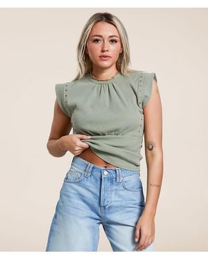Gilded Intent Ruched Tank Top - Blue