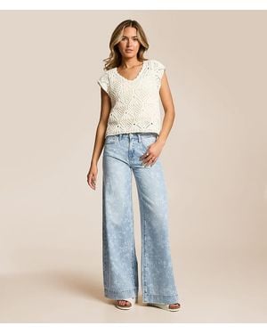 VERVET by Flying Monkey;Flying Monkey Vervet By Flying Monkey Olivia Floral Wide Leg Stretch Jean - Blue