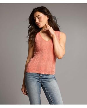 BKE Floral Textured Tank Top - Gray