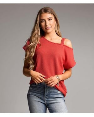 BKE Urban Cold Shoulder Top - Red